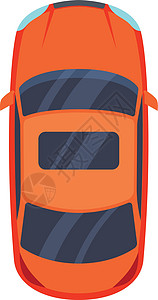 橙色汽车顶视图 自动漫画图标图片