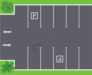 卡通空街路 车牌停车顶风景图片