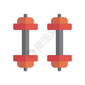红色哑铃图标 肌肉训练 肌肉起立 向量图片