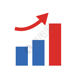 销售量上升 箭头和条形图上升 销售额创下记录 矢量图片