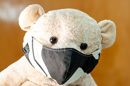 戴面罩的可爱泰迪熊 注意面具药品孩子们细菌卫生感染流感治疗诊所疾病预防图片