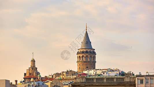 日落时伊斯坦布尔  土耳其加拉塔区景观历史性全景旅行游客文化太阳地标石头城市图片