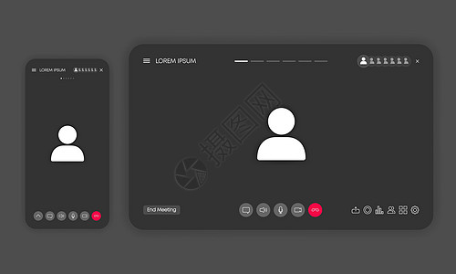 在窗口浏览器或应用程序上调用屏幕模板 视频聊天或会议或会议 样机 UI UX 界面 向量商业成套程序网络知识电话图书讲师职业研讨图片