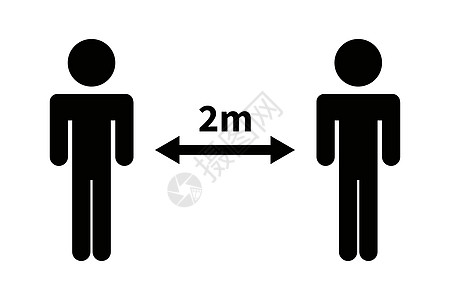 距离2米的人的图标 社交距离 感染控制 矢量 传感器图片