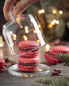 甜甜甜甜点  红圣诞节马卡松餐厅食物红色小吃糖果蛋糕饼干咖啡店背景图片