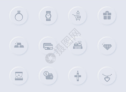 圆形橡胶按钮上的珠宝灰色矢量图标 为 web 移动应用程序 ui 设计和促销业务测绘术设置的珠宝图标大车网络金子手表吊坠标识图标图片