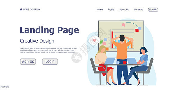 网站登陆页面业务概念设计概念  矢量图女士商业主页技术横幅营销卡通片信息网络图表图片