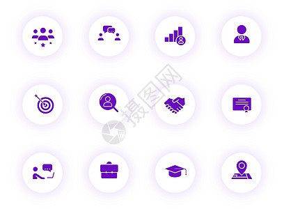带有紫色阴影的浅色圆形按钮上的猎头紫色颜色矢量图标 为 web 移动应用程序 ui 设计和打印设置的猎头图标候选人商业招聘职员工图片