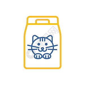 猫食袋矢量图标 宠物动物标志洗手间托盘小猫插图营养卡通片店铺小吃饮食图片