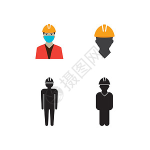 建筑施工工人图标维修员工帽子安全经理男性劳动工匠男人字形图片