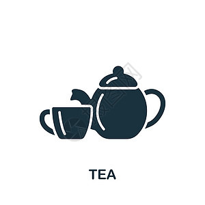 茶图标 单色简单饮料图标 用于模板 网络设计和信息图咖啡店柠檬标识牛奶食物咖啡草本植物早餐树叶店铺图片
