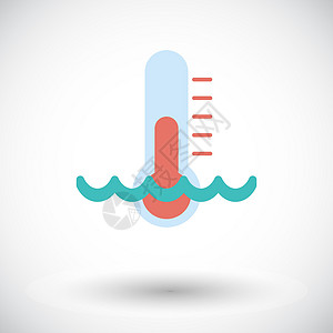 温度计平面图标气象绘画工具摄氏度天气红色插图乐器实验室测量图片