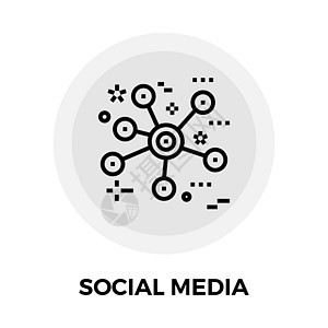 社交媒体线图标全球社区圆圈技术社会营销互联网团体友谊网络图片