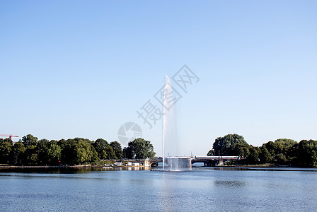 德国汉堡宾那纳斯特的阿尔斯特喷泉历史全景建筑观光城市地标旅行假期长椅景观图片