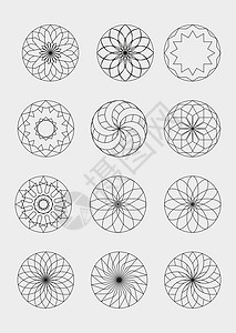 一套抽象的装饰 矢量插图图片