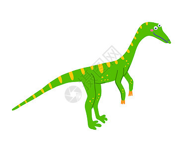 可爱的食肉性恐龙用手绘制白色背景的矢量平面插图样式图片