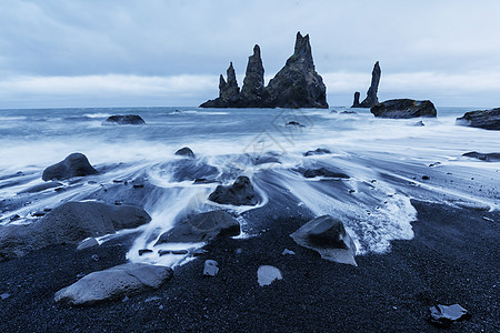 岩洞脚趾 莱尼斯德兰加悬崖 黑沙滩海洋火山海岸编队海景旅行海岸线天空岩石图片