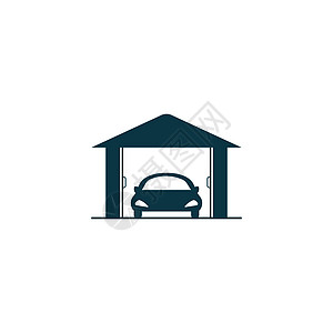 车库图标蓝色按钮财产交通运输家庭车辆商业插图正方形图片
