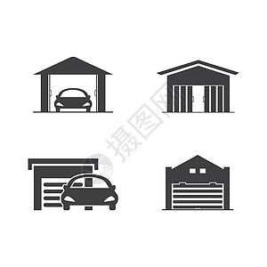 车库图标正方形按钮建筑盒子家庭商业财产车辆交通运输背景图片