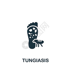 Tungiasis 图标 用于模板 网页设计和信息图表的单色简单疾病图标发烧感染溃疡压力结肠炎螺旋体中风跳蚤伤寒淋巴腺图片