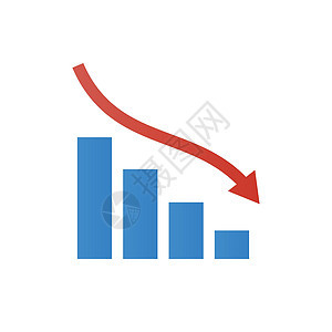 箭头和条形图图标的下降 业务性能下降 矢量背景图片