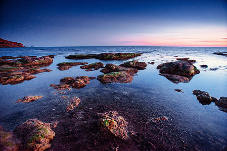 海边的夜空 圣维托角池塘橙子海洋海滩地平线阳光液体太阳季节反射图片