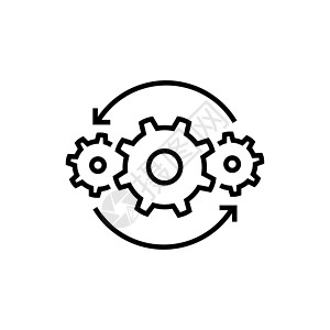 平面样式的过程图标 为您的网站设计 应用程序 UI 处理黑色符号 简单的操作图标 矢量图图片