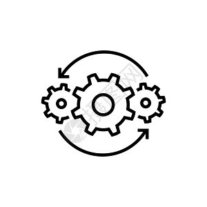 平面样式的过程图标 为您的网站设计 应用程序 UI 处理黑色符号 简单的操作图标 矢量图图片