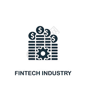 Fintech工业图标 用于模板 网络设计和信息图的单色简单金融技术工业图标知识银行业货币齿轮投资独角兽算法经济采购密码图片