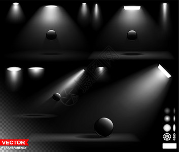 带白色聚光灯的现实矢量光效应娱乐投影广告插图时间圆圈工作室展示音乐会剧院图片
