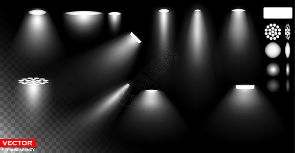 带白色聚光灯的现实矢量光效应投影派对展示展览时间工作室居住音乐俱乐部娱乐图片