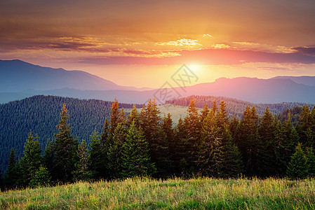 美丽的夏季山地景观 戏剧性景象 喀尔巴阡山脉蓝色假期全景水平岩石地形森林天际仙境天空图片