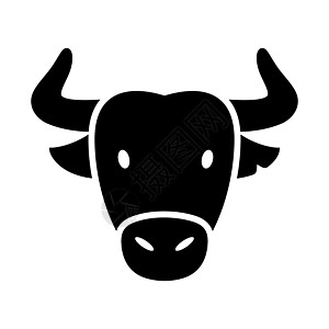 西班牙公牛水牛格淋巴图标 动物头矢量图片