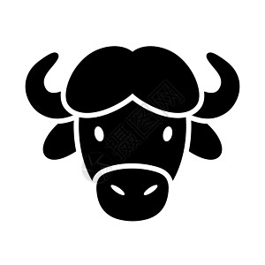 Buffalo 野牛ox glyph 图标 动物头矢量喇叭野生动物哺乳动物荒野插图力量奶牛字形农场牛肉图片