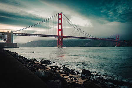 金门桥 加利福尼亚州旧金山金门桥蓝色电缆海滩景观运输旅游游客建筑学地标旅行图片