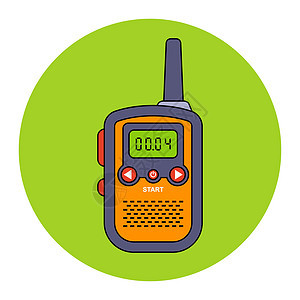 橙色对讲机 用来与距离遥远的人沟通技术插图发射机讲话信号渠道接待通讯收发器机动性图片
