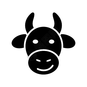 Cow glyph 图标 农场动物矢量说明字形喇叭牛肉奶制品牛奶水牛食物家畜插图农业图片