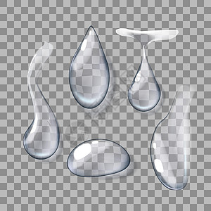 一套透明逼真纯清水滴白色生态环境艺术宏观插图液体气泡雨滴水滴图片