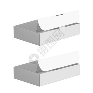两个开放的白色纸板袋礼品盒饼干塑料纸板礼物磁盘盒子阴影销售插图展示图片