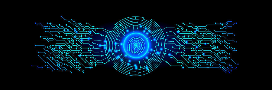 带有手指扫描仪的网络安全技术摘要图片