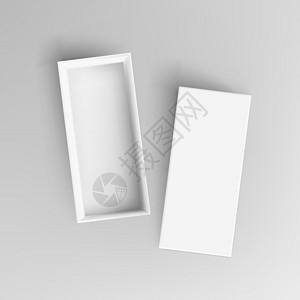 3D 空白打开纸板框 顶端视图盒盖盒子产品贮存包装商业白色工业小样矩形图片