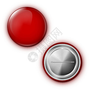 白背景上现实的红色空白徽章 Pin图片