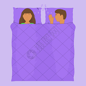 睡着的已婚夫妇 夜间休息是恢复性休息图片