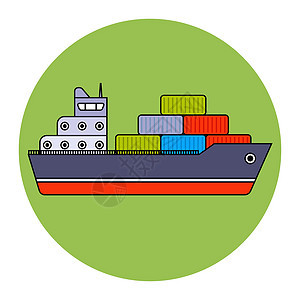 a 货船将集装箱运到港口物流载体插图货物码头送货贸易驳船油船商业图片