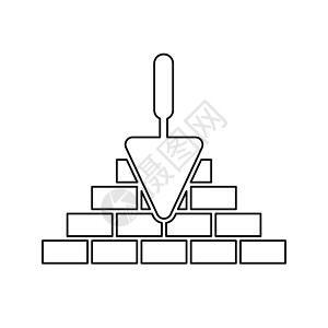 砖线图标 抹子和砖图标 施工或维修符号 砌体图标图片