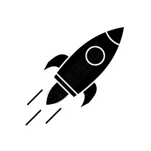 Rocket 图标 以平板风格的火箭船 启动概念黑图标图片