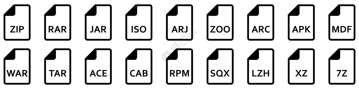 存档文件图标 不同格式的归档文件 矢量线性图标高手下载界面按钮互联网文件夹插图推介会数据软件图片