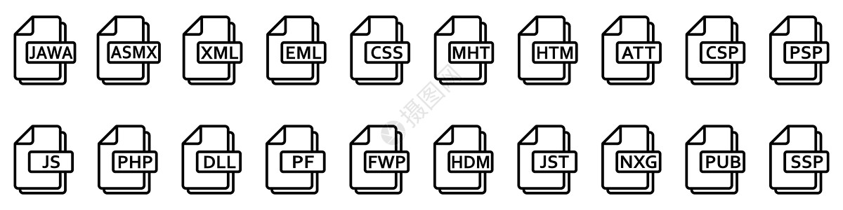 爪哇文件格式图标 各种不同的网络文件 文件类型图标电子邮件软件电子界面互联网标签插图黑色按钮动态设计图片