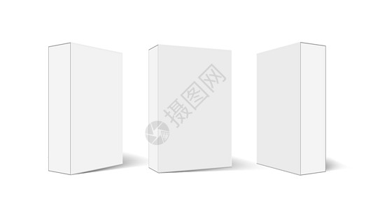 各种角 3D 空白包套件框集零售盒子船运推广白色贮存品牌产品店铺正方形图片