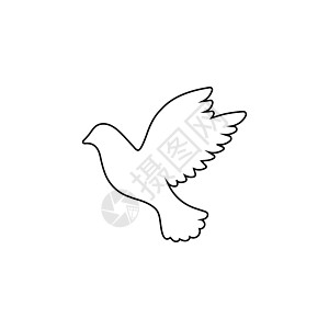 飞鸽标志和平线应用程序及网站的艺术矢量图标图片